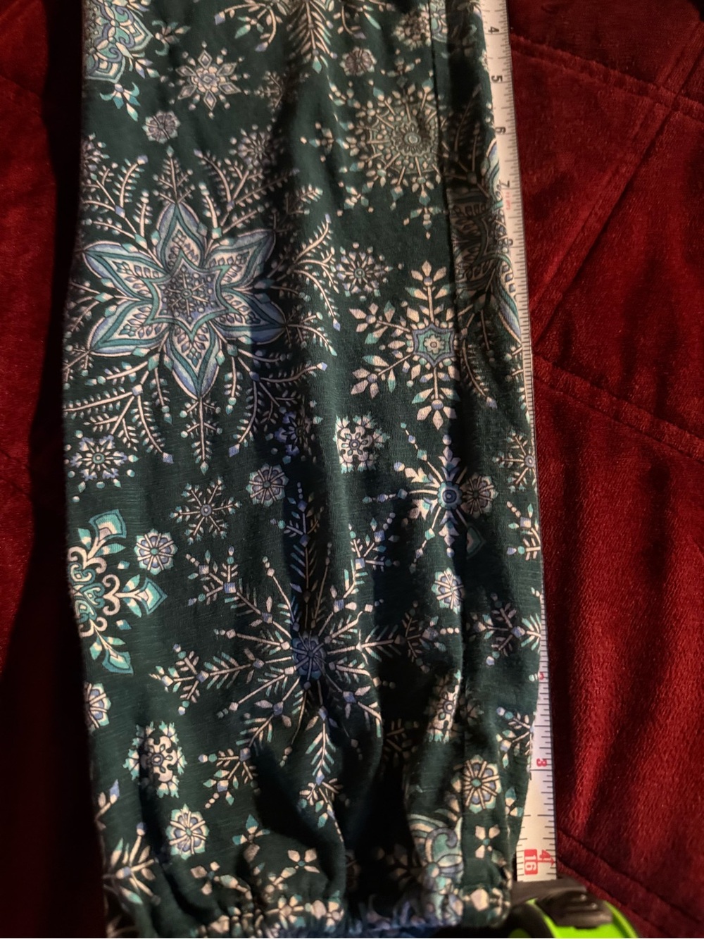 J. Jill Women’s Large Teal Snowflake Print Long Sleeve Boho Top - Picture 3 of 5